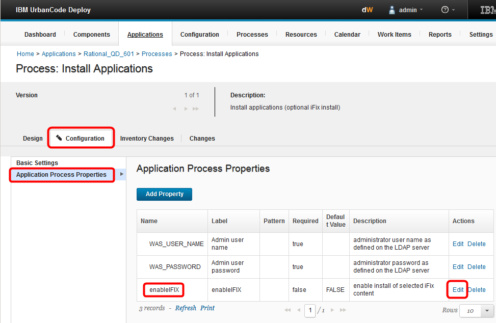 edit Application Process Properties