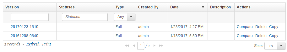 two versions of component